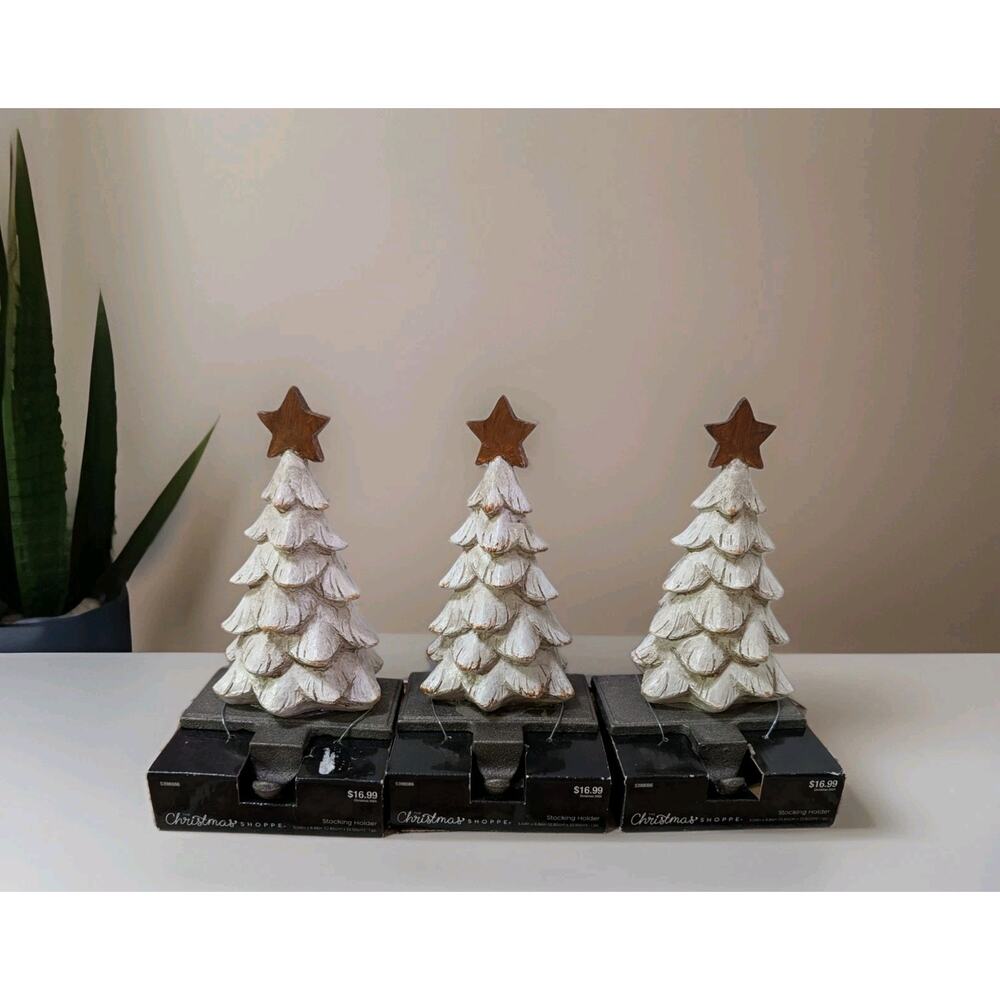 The Christmas Shoppe Christmas Tree Stocking Holder Set Rustic Farmhouse Decor